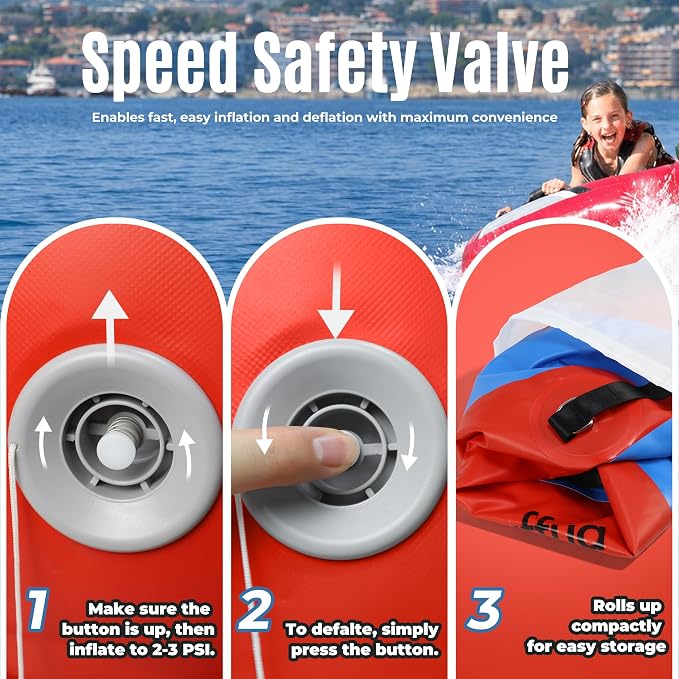 Towable Tube Rope Booster Ball, Tow Rope for Boat Tubing, 2 x 60 ft Rope for Lift and Visibility with 4100lb Break Strength for Boating, Water Sports