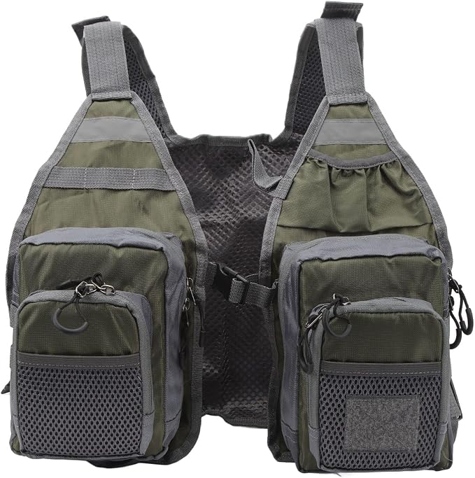 Fly Fishing Vest, Multi Pockets Lightweight Mesh Vest with Adjustable Straps for Men and Women, Breathable Fishing Gear for Trout Travel