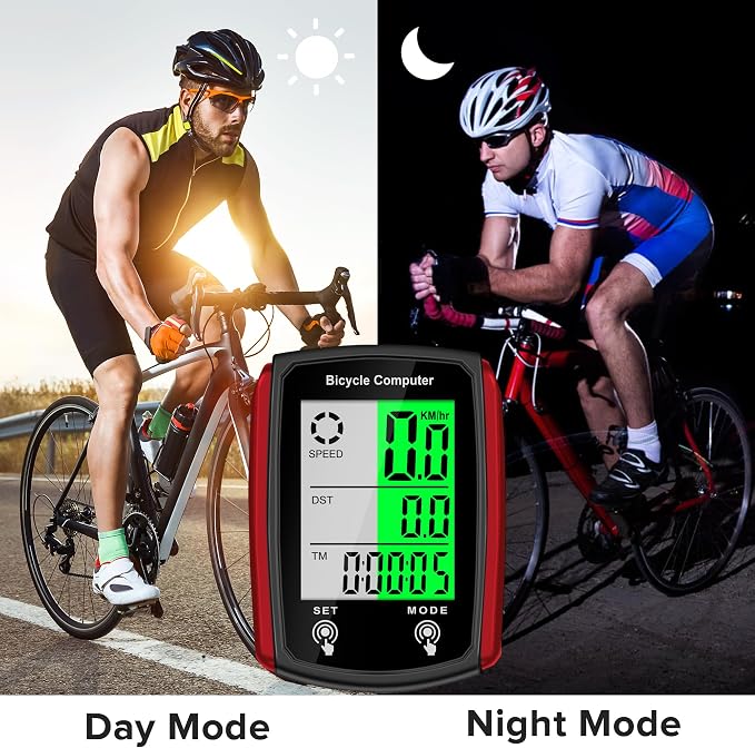 Bike Computer and Bicycle Odometer Wired MPH KM/H Bike Speedometer with Automatic Wake-Up Cycling Speed Tracker LCD Display & Single Mileage & Multi-Functions Accessories