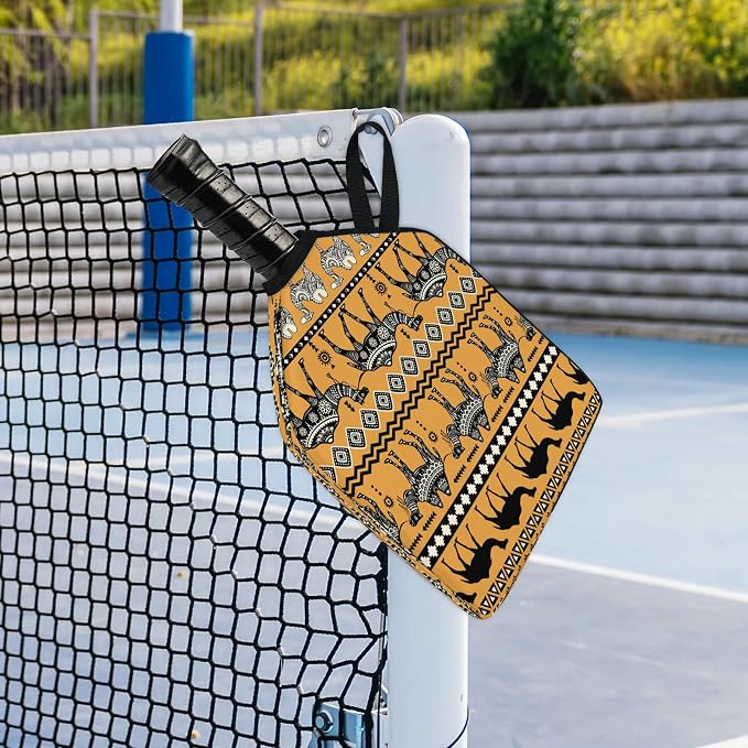 Vintage Camel Hand Painting Pickleball Paddle Cover Racket Sleeve Bag with Handle Strap Mesh Pocket 12.4 × 9.45 Inch Universal Fit for USAPA Standard Paddles for Outdoor Travel 2 PCS