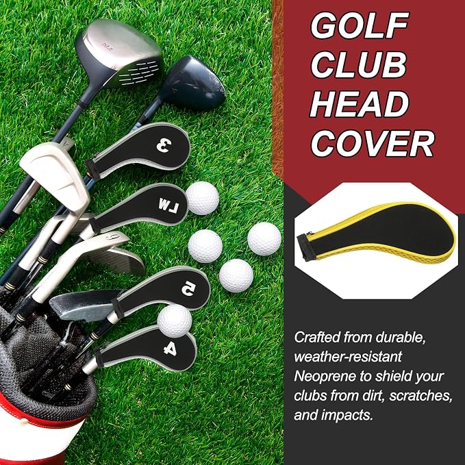 PATIKIL Golf Club Head Cover, Number Golf Club Irons Covers Neoprene Driver Headcover Golf Lovers Gifts