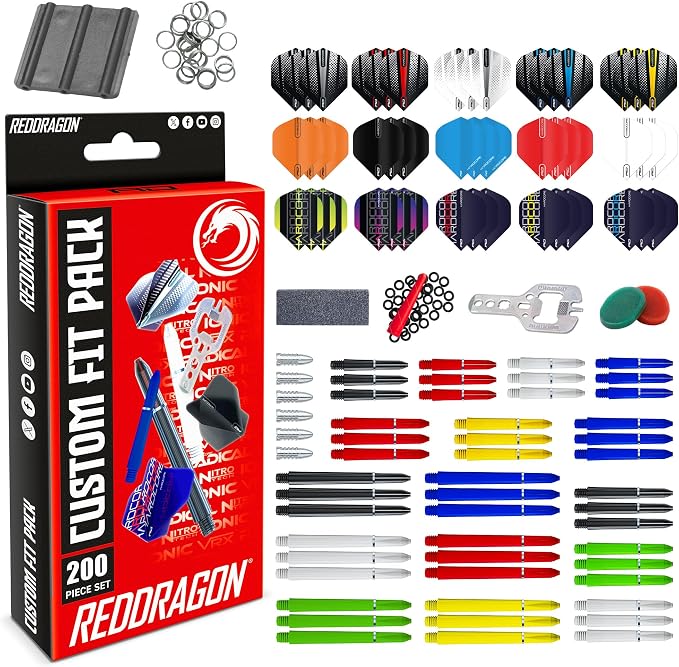 RED DRAGON Darts - Professional Darts Accessories - Choose from Full Dart Accessory Kit (Flights, Shafts, Finger Grip Wax & More) or Precision Dart Practice Rings - Multiple Options Available