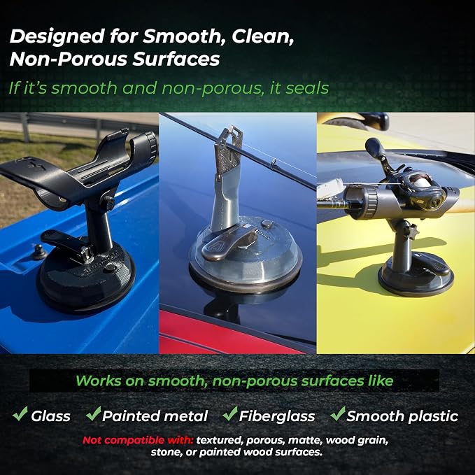 SnapMount S - Suction Cup Fishing Rod Holder for Car - Roof Rack Mount for SUV, Cars & Trucks - Fishing Pole & Fly Rod Holder for Car