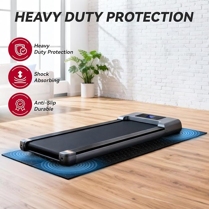 Walking Pad Mat for Carpet, Walking Pad Mat for Hardwood Floors, High Density, 0.2" Thickness, Folable, Floor Protection Mats for Bike, Elliptical, Treadmill