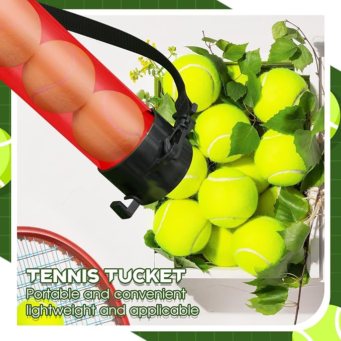 Lenwen 2 Pack Tennis Ball Tube Pickup, Fits 15 Tennis Ball with Shoulder Strap, Lightweight Collector Holder Picker Grabber Retriever Tube Carrier for Players, Coaches & Instructors