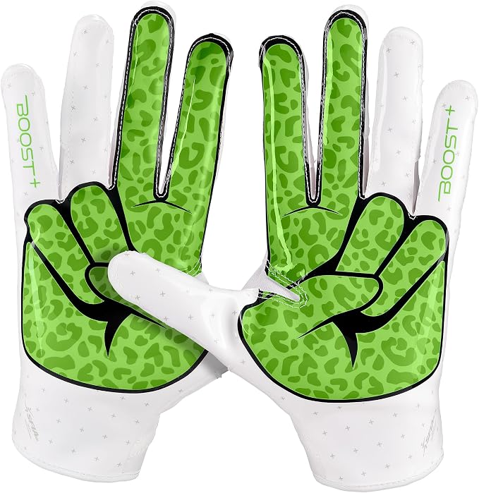 Grip Boost Football Gloves - Peace Stealth 6.0 Boost Plus Sticky Technology - Adult and Youth Football Gloves for Wide Receiver - Men's and Boys Sizes