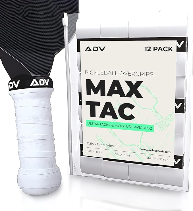 ADV MaxTac Tacky Pickleball Grip Tape - 3, 6, 12-Pack - Extremely Sticky Non-Slip Pickleball Overgrip - Razor-Thin & Easy to Use Pro Pickleball Paddle Grip Tape