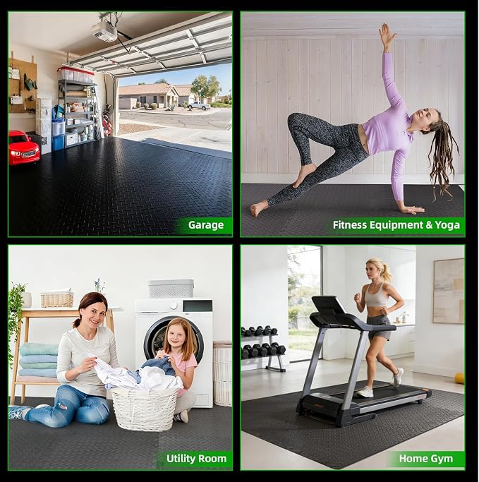 Art3d 24 Pack 24" x 24" EVA Interlocking Exercise Mats, 1/2" Thick Foam Puzzle Flooring for Workout, Gym Equipments, Training Areas, 96 Sq.FT, Black