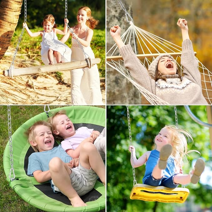 2 Pack 44in Hanging Swing Chain with 4 Carabiners, 660LB Capacity Hanging Kits Heavy Duty Hanging Chair Hardware for Hammock Swing Hanging Chair Punching Bags Sandbag Indoor Outdoor Yoga Gym (Silver)