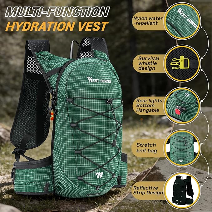 Lightweight Hydration Backpack with 2L Water Bladder Running Hydration Vest Backpack Specialized Hydration Pack for Cycling, Hiking, and Mountaineering