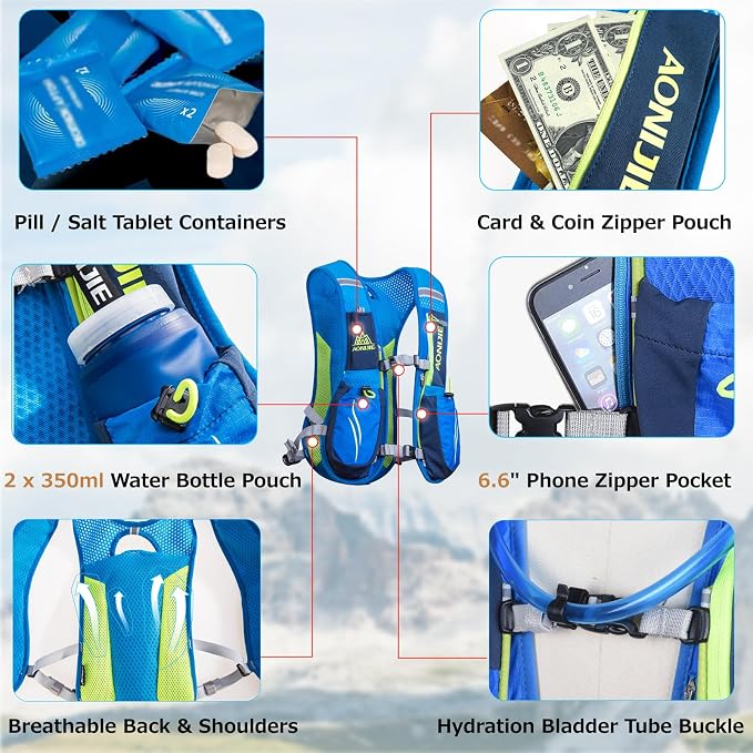 Azarxis Hydration Running Vest Backpack Pack 5L 5.5L for Women and Men Jogging Trail Race Marathon Cycling Hiking