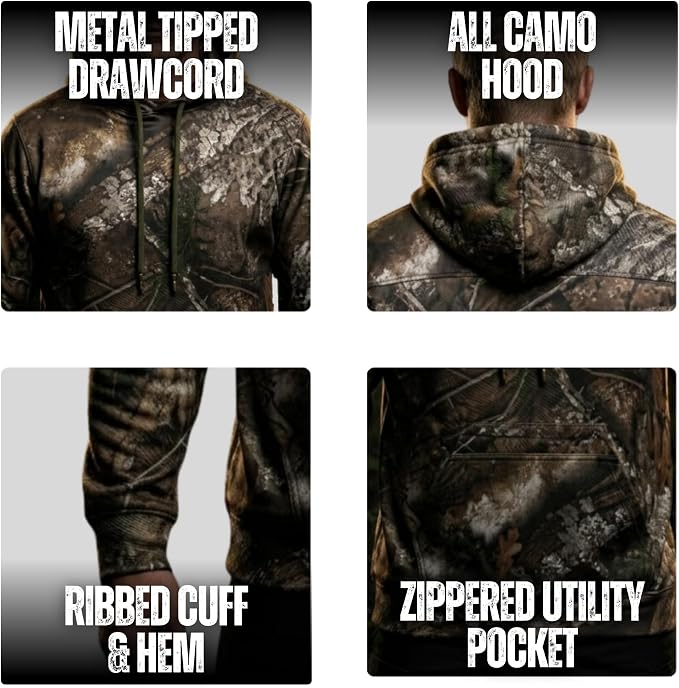 Bell Rangers Realtree APX Camo Hoodie Men & Women - Premium Fleece Hunting Gear with Zippered Pocket