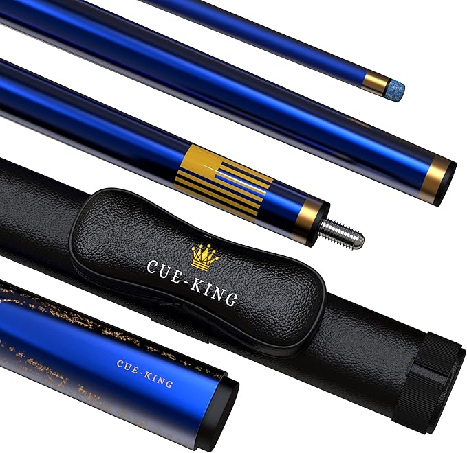 Cue-King Premier Pool Cue 58" 20oz 2 Piece with 9.5mm Premium Tip and Leather Case, Pool Stick, Cue Stick, Billiard Cue Stick, Taco De Billar, Pool Table Stick, Billiard Stick