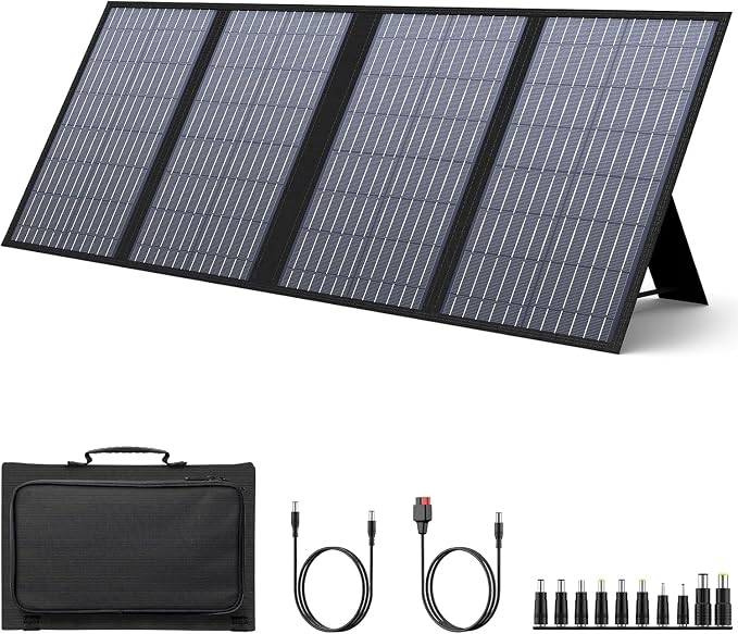 Foldable Solar Panel Charger 60W with 18V DC Output (11 Connectors) for 100W~350W Portable Power Stations Jackery/Rockpals/Flashfish/Enginstar, Portable Solar Generator for Outdoor Camping Van RV Trip