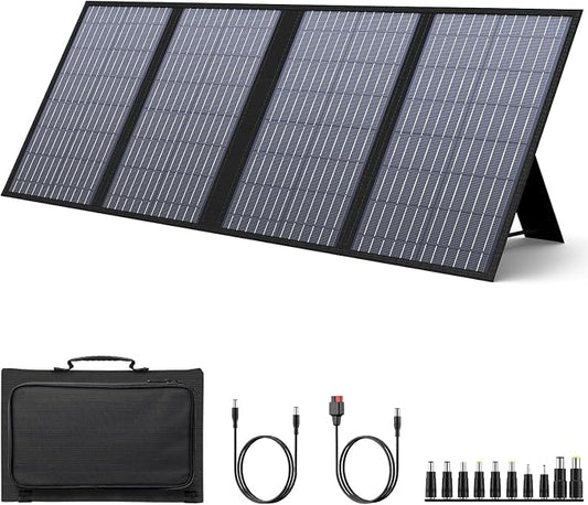 Foldable Solar Panel Charger 60W with 18V DC Output (11 Connectors) for 100W~350W Portable Power Stations Jackery/Rockpals/Flashfish/Enginstar, Portable Solar Generator for Outdoor Camping Van RV Trip