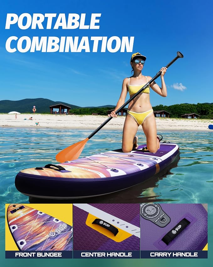 ESUP Extra Wide Inflatable Paddle Board 11’6" ×34/35" ，Super Stable Stand Up Paddleboards for 2 Person/Family/Large Size, Inflatable SUP with Paddle, Pump & Shoulder Strap