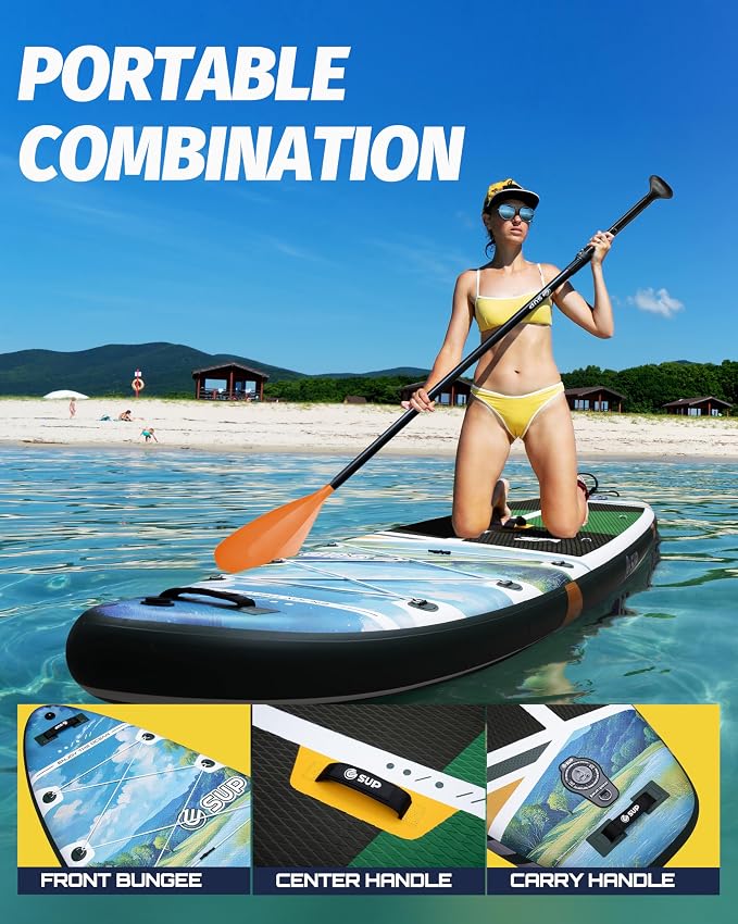 ESUP Extra Wide Inflatable Paddle Board 11’6" ×34/35" ，Super Stable Stand Up Paddleboards for 2 Person/Family/Large Size, Inflatable SUP with Paddle, Pump & Shoulder Strap
