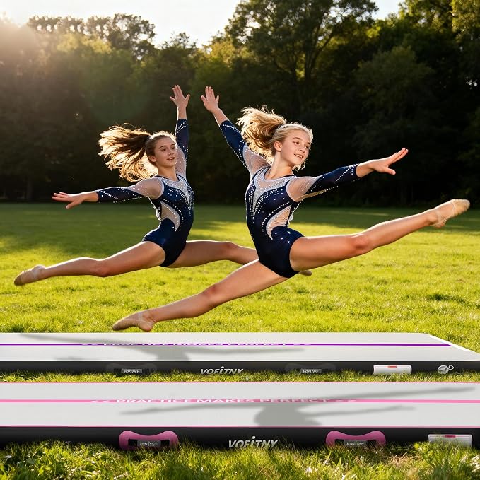 VOFiTNY All Purpose Gymnastics Mat 6.6/10/13/16/20 ft Sturdy Inflatable Tumble Track for Home/Gym