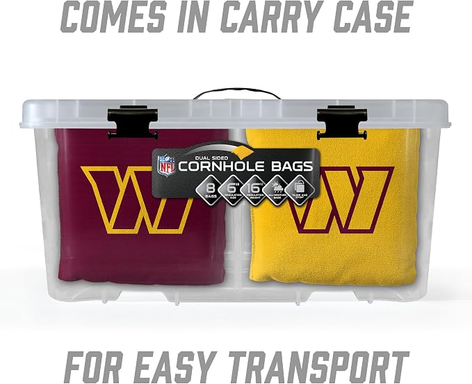 YouTheFan Officially-licensed NFL Set of 8 Cornhole Bags - All Weather Dual Sided Slide & Stop - regulation size