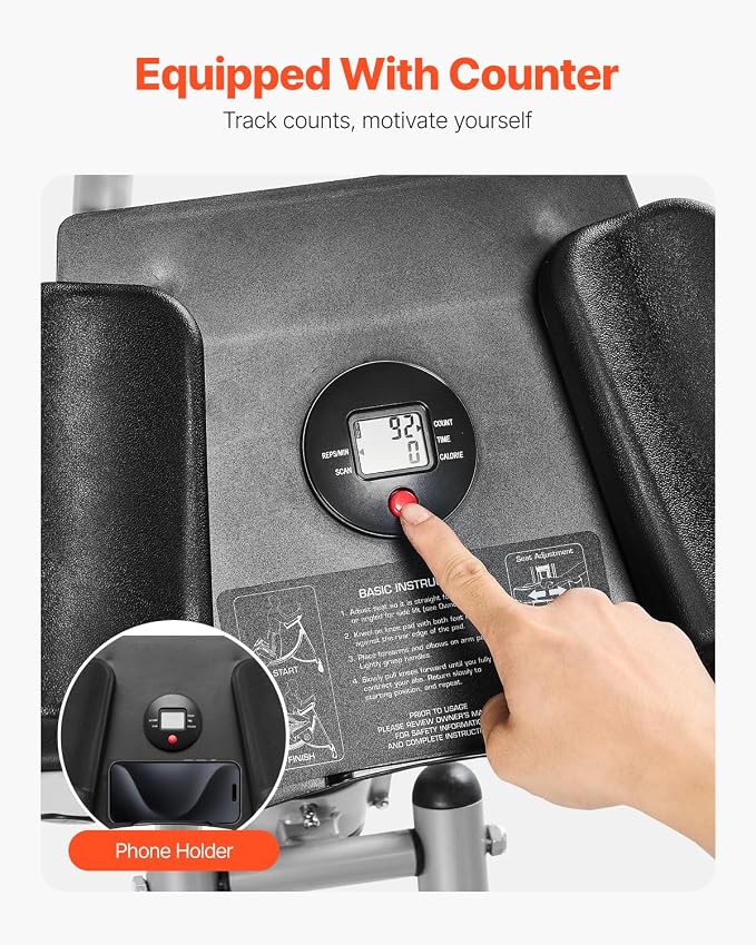 VEVOR AB Workout Machine, Ab Workout Equipment at Home Gym, Core & Abdominal Trainers for Women, 440 lbs Weight Capacity Strength Training Ab Cruncher, Foldable Adjustable Fitness Exerciser