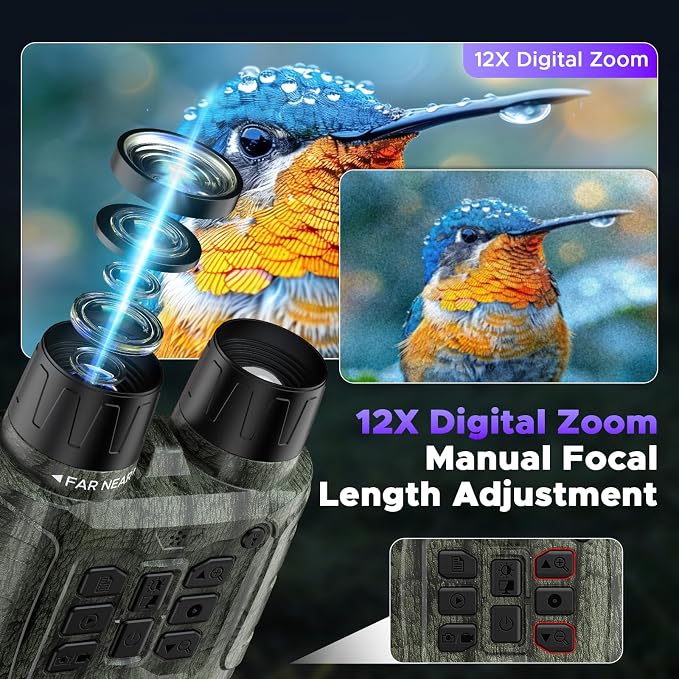 Night Vision Goggles, 4K Night Vision Binoculars, 112MP Infrared Binoculars, 12X Digital Zoom 5000mAh Rechargeable Battery with 64GB Card, External Flashlight 1500ft View Range Tech Gadgets Telescope