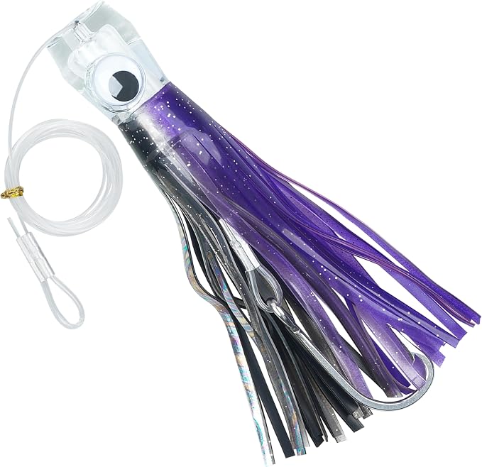 Trolling Lures Saltwater for Tuna Mahi Marlin Wahoo Dolphin Shark Offshore Trolling Baits with Squid Skirt Big Game Fishing Lures Deep Sea Squid Skirts Rig 6/9 inch