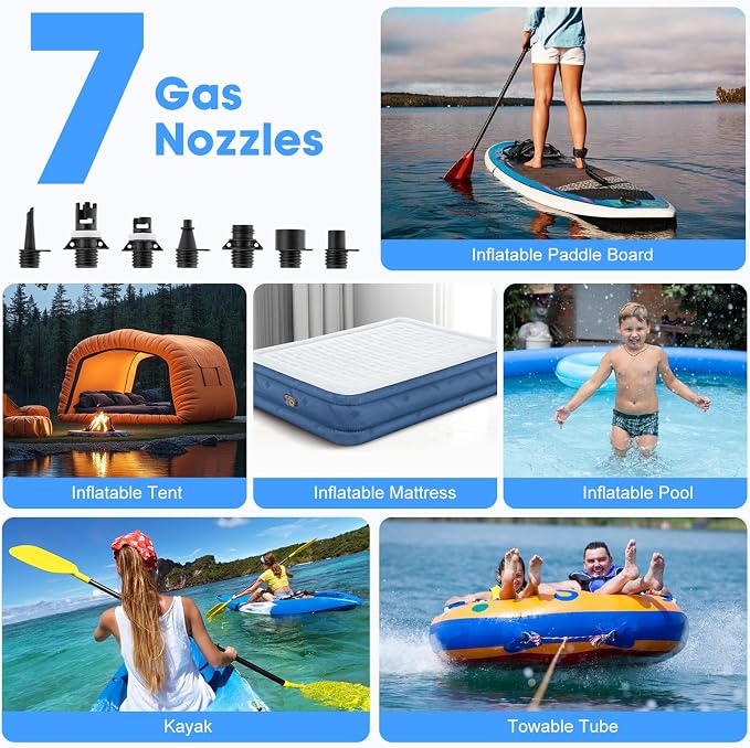Polotrag Paddle Board Pump, SUP Pump Electric Portable with Auto-Off/Deflation, Dual Stage 12V DC Car Connector Air Pump for Inflatables, Kayak and Air Mattress