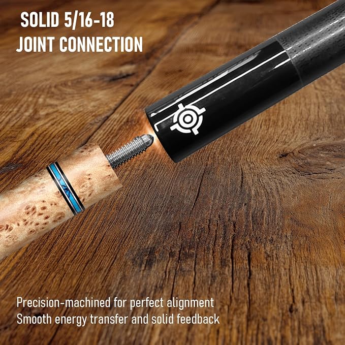Series, Glass Fiber Pool Cue Stick, Uni-QR, 3/8-10, 5/16-18 Joint, Synthetic Leather Grip, 29" Glassfiber Shaft, 7-Layer Microfiber Tip
