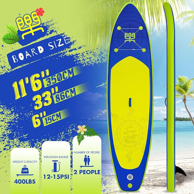 FunWater Inflatable Stand Up Paddle Board with Premium SUP Paddleboard Accessories, Anti-Slip EVA Deck, 11'6''/11'/10'6'' Paddle Boards for Adults & Youth of All Skill Levels
