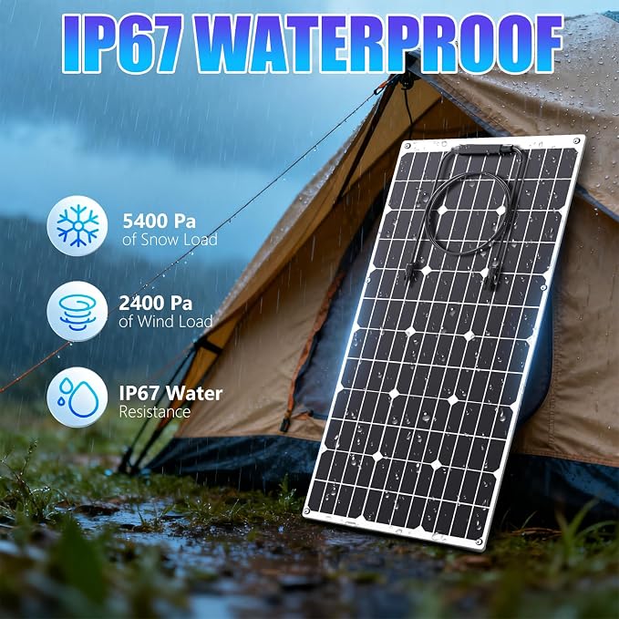 KEPEAK 100W Solar Panel Flexible, Ultra Lightweight 100 Watt Flexible Solar Panel for RV, Waterproof Monocrystalline RV Solar Panel for Off-Grid Marine Camping Van Boat Trailer