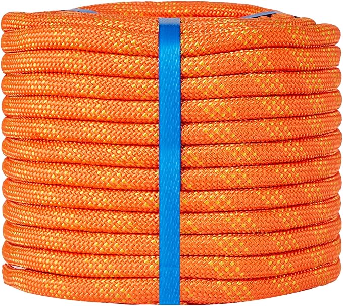 1/2 Inch 150ft Double Braided Polyester Arborist Rope, Heavy Duty Nylon Rope for Anchor, Tree Work, Cargo, Pulling, Sailing(Orange)