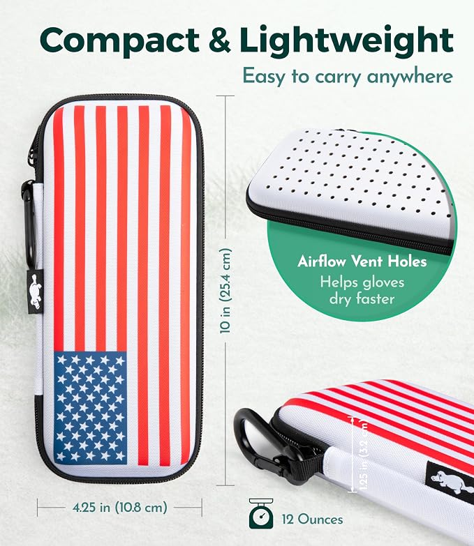 Platypus Golf Co. Golfing Caddie EVA Travel Case Organizer with Bamboo Tees & Ball Marker - Hand Reversible Hinging Glove Shaper & Holder, Mesh Pocket & Storage Slots, Golfers Cases for Men & Women