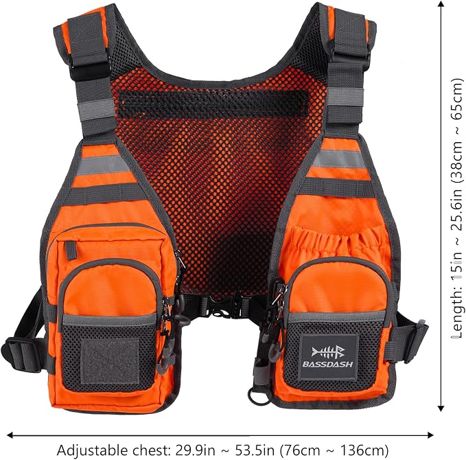 BASSDASH FV08 Ultra Lightweight Fly Fishing Vest for Men and Women Portable Chest Pack