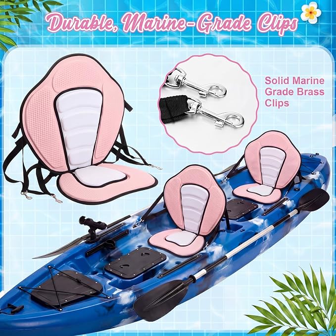 Vinsot Kayak Seat Cushion Universal Paddle Board Seat with Back Support Adjustable Non Slip Boat Chair Seats with 4 Straps and Storage Bag for Kayak Boat Sup Canoe