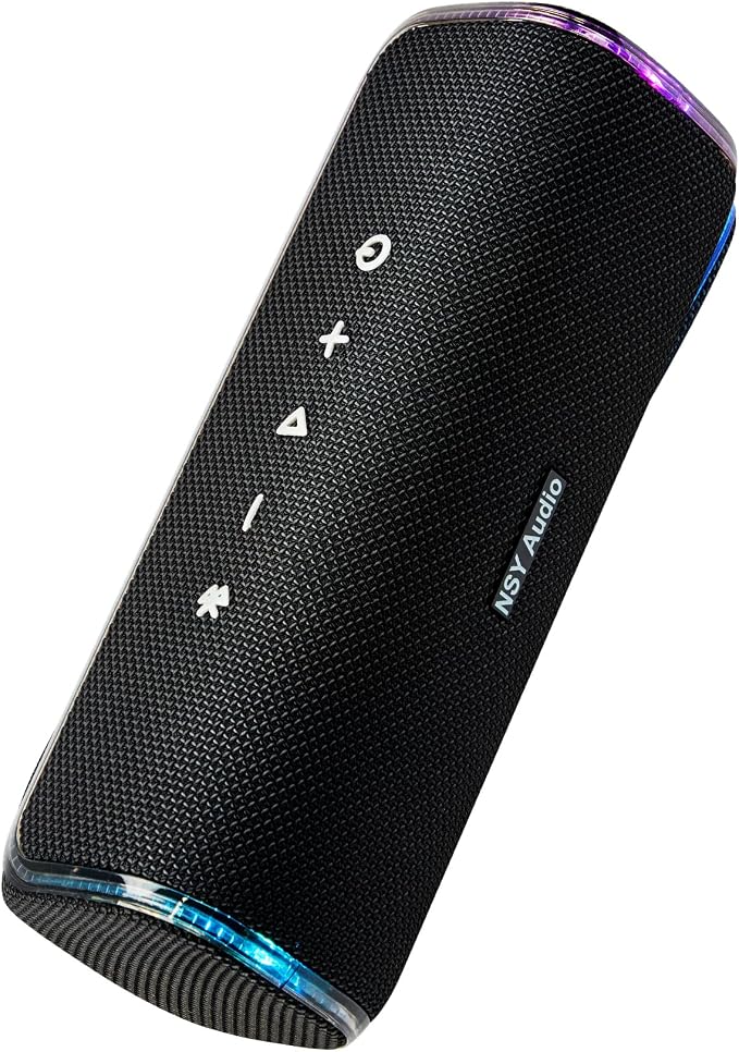 Bass Boosted Bluetooth Bike Speaker, IPX7 Waterproof | 30W RMS (40W Peak) Portable Wireless Outdoor Audio, 25H Playtime, LED Lights, TWS Pairing for Pool, Shower, Gifts (Black)