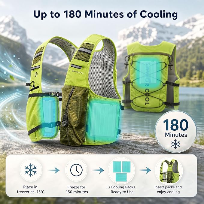 Cooling Vest for Men Women, Hydration Vest for Running Hiking | 2L Water Bladder，3 Cold Source