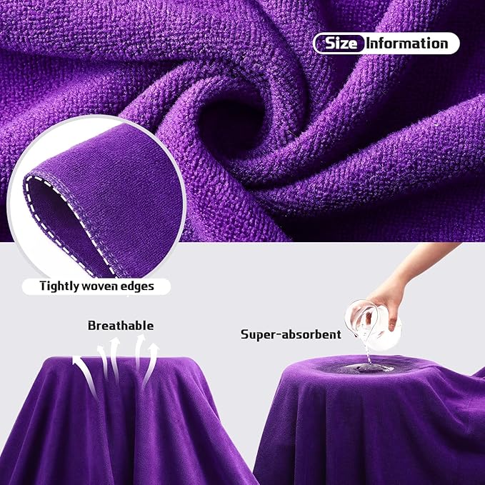 Mixweer 2 Pcs Oversized Bath Towels, 40 x 80 Inch Giant Microfiber Jumbo Bath Sheets Ultra Soft Bathroom Microfiber Quick Dry Absorbent Shower Towels for Spa Camping Beach (Dark Purple)