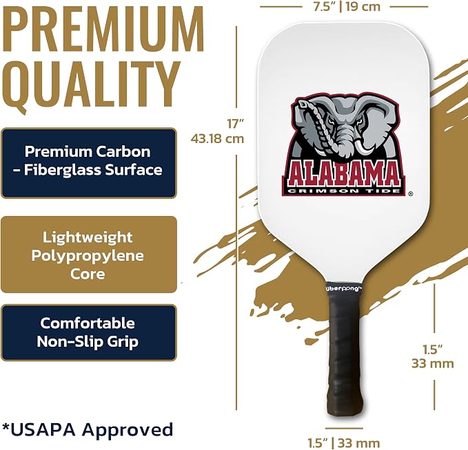 Officially Licensed College Pickleball Paddle – Choose Your University Team – Fun Gift for Fans, Dorms & Game Rooms – Pickleball Racket with School Logo, USAPA Approved