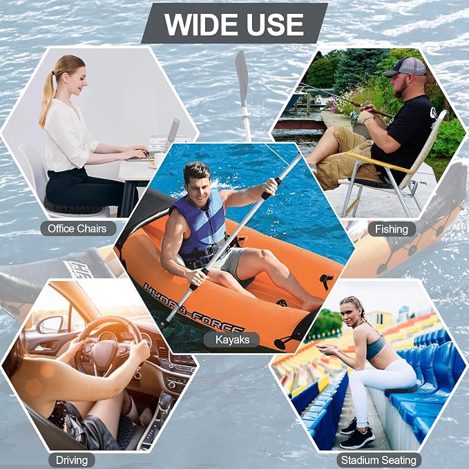 Anti-Slip Kayak Seat Cushion, Waterproof Thicken Gel Kayak Seat Pad with Non-Slip Cover, Canoe Seat Cushion Kayak Accessories Kayak Canoe Boat Equipment