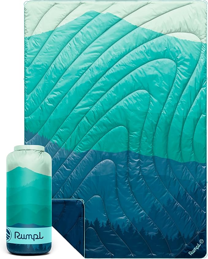 Rumpl Original Puffy 1-Person Blanket for Camping and Outdoors, Seascape Ridge Mountains