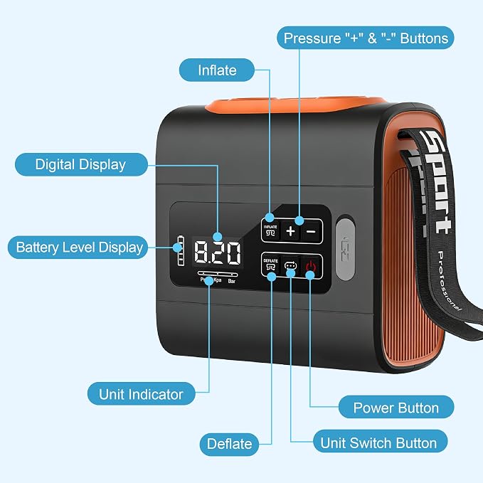 HotMax Electric Paddle Board Pump, Rechargeable 22PSI High Pressure SUP Pump, Intelligent Dual Stage Inflation & Deflation, Auto-Off for Stand Up Paddle Boards, Surfing Kite, Tent, Boat