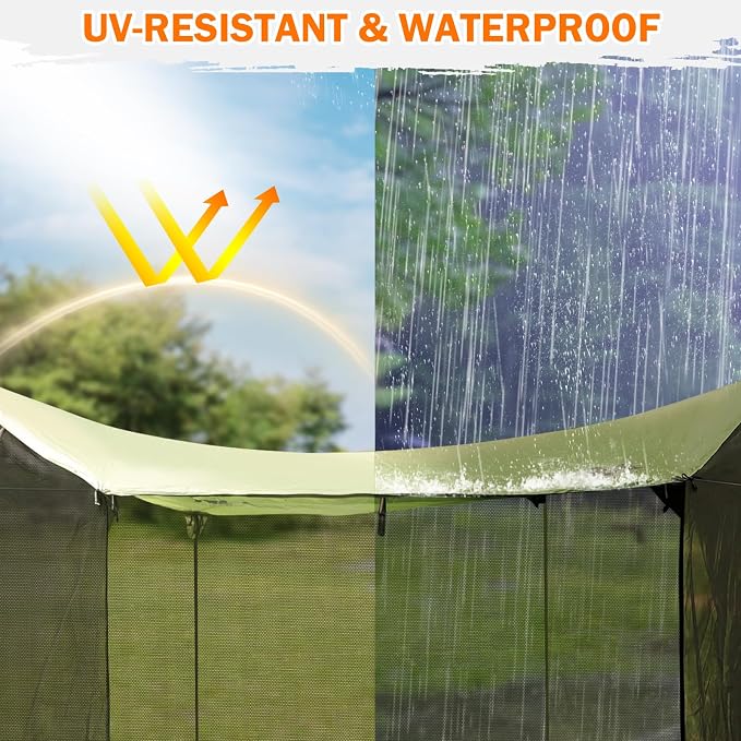 Screen House for Hammock with Tarp Poles, AYAMAYA Large Size 18 x 11 FT Camping Tarp with Mosquito Net, Portable Hammock Tent Rainfly with Bug Net for Picnics Backyards Backpacking Camping Beach