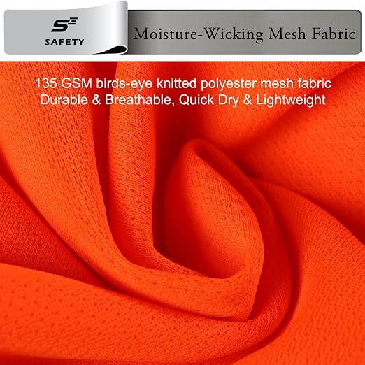 sesafety High Visibility Long Sleeve Construction Work Shirts Orange L