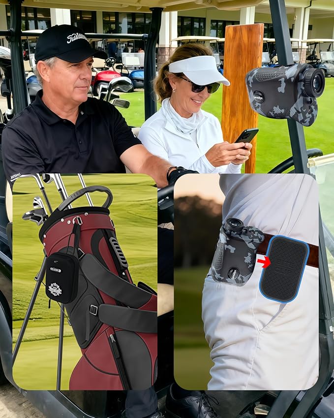 Golf Rangefinder with Slope Switch, 1200 Yards Range Finder Golfing with Flag Lock, 7X Magnification,Flag Pole Locking with Pulse Vibration, Rechargeable,Golf Accessories for Men