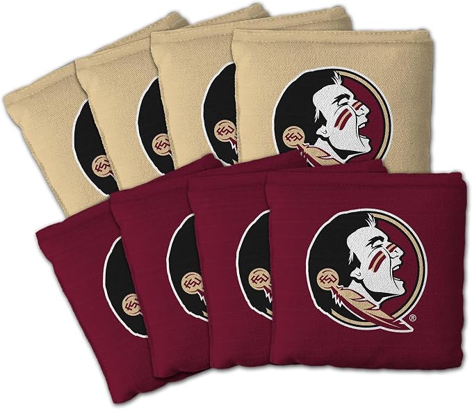 YouTheFan Officially-Licensed NCAA Set of 8 Cornhole Bags - All Weather Dual Sided Slide & Stop - Regulation Size with Carry case
