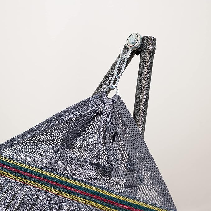 Best Home Fashion Portable Hammock with Collapsible Steel Stand, 600 lbs Capacity, No Tools Assembly, Carrying Bag Included, Perfect for Indoor Outdoor Backyard Patio Camping Beach, 2 Person, Grey