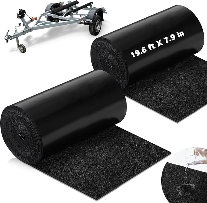 Tinideya Black Boat Trailer Bunk Carpet Water Proof Bunk Carpet Marine Boat Bunk Carpet Outdoor Boat Trailer Bunk Covers Trailer Boat Bunk Padding for Boats Trailers