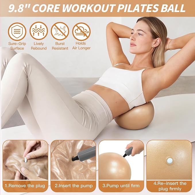 NANATI Pilates Kit, Home Pilates Workout Kit for Women, Pilates Equipment with 14.5" Pilates Ring and Ball, Resistance Bands, Ankle Weights, Sliders & Grip Socks for Home Workouts