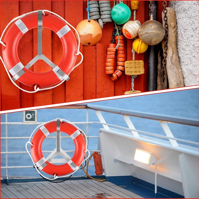 Life Ring for Boating Safety - 23" and 28" Boat Safety Throw Rings with Reflective Strip and Grab Lines
