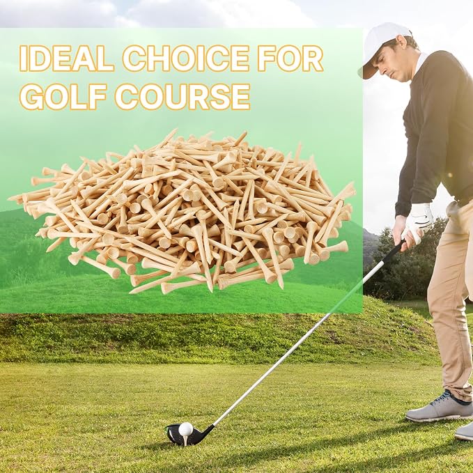 Bamboo Golf Tees 1000/500/250 PCS 2-3/4 & 3-1/4 inch Length | Bamboo Golf Tees, 7X Stronger Than Wood Golf Tees, Reduce Friction & Side Spin